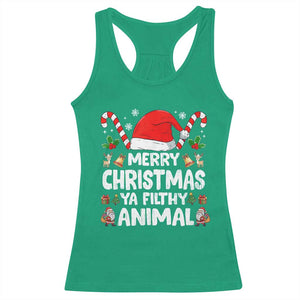 Merry Christmas Ya Filthy Animal Racerback Tank Top Funny Home Xmas Alone Movie Pajama - Print Your Wear