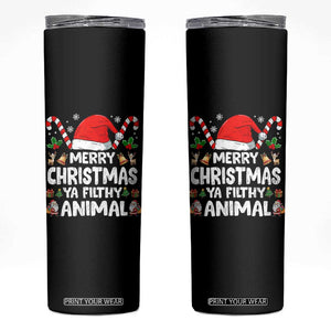 Merry Christmas Ya Filthy Animal Skinny Tumbler Funny Home Xmas Alone Movie Pajama TS10 Black Print Your Wear