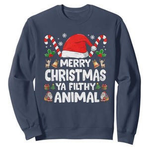 Merry Christmas Ya Filthy Animal Sweatshirt Funny Home Xmas Alone Movie Pajama TS10 Navy Print Your Wear