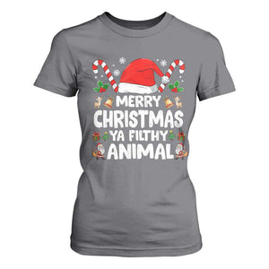 Merry Christmas Ya Filthy Animal T Shirt For Women Funny Home Xmas Alone Movie Pajama TS10 Charcoal Print Your Wear