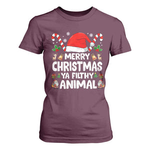 Merry Christmas Ya Filthy Animal T Shirt For Women Funny Home Xmas Alone Movie Pajama TS10 Maroon Print Your Wear