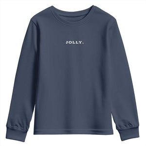 Jolly Christmas Subtle Minimal Youth Sweatshirt Funny Holiday Party Simple TS10 Navy Print Your Wear