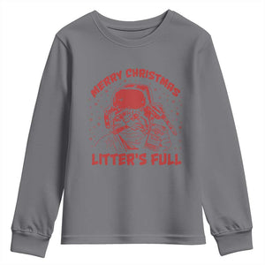 Litters Full Youth Sweatshirt Funny Cat Christmas Vacation TS10 Charcoal Print Your Wear