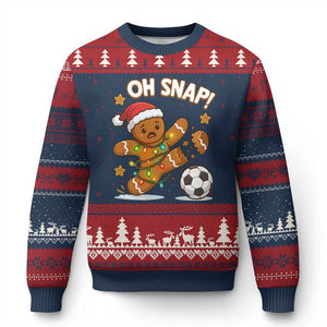 Oh Snap Gingerbreadman Xmas Soccer Ugly Christmas Sweater TS10 Navy Red Print Your Wear