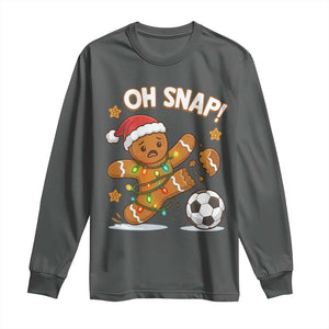 Oh Snap Gingerbreadman Christmas Soccer Long Sleeve Shirt TS10 Dark Heather Print Your Wear