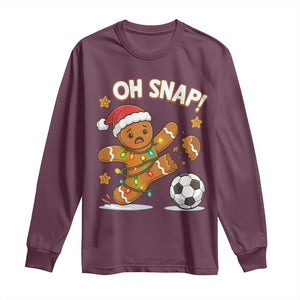 Oh Snap Gingerbreadman Christmas Soccer Long Sleeve Shirt TS10 Maroon Print Your Wear