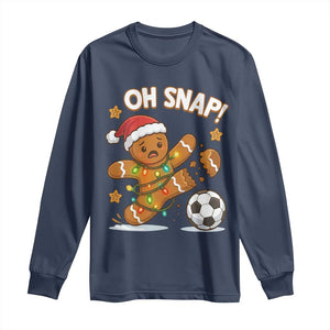 Oh Snap Gingerbreadman Christmas Soccer Long Sleeve Shirt TS10 Navy Print Your Wear