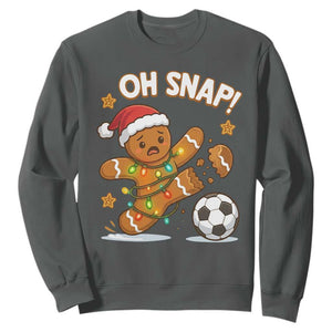 Oh Snap Gingerbreadman Christmas Soccer Sweatshirt TS10 Dark Heather Print Your Wear
