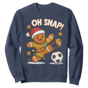 Oh Snap Gingerbreadman Christmas Soccer Sweatshirt TS10 Navy Print Your Wear