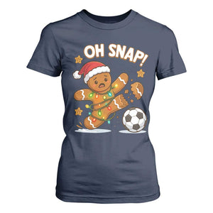 Oh Snap Gingerbreadman Christmas Soccer T Shirt For Women TS10 Navy Print Your Wear