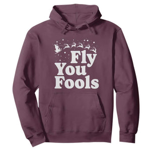 Funny Christmas Hoodie Fly You Fools Fantasy Movie Santa Sleigh Reindeer TS10 Maroon Print Your Wear
