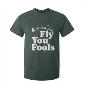 Funny Christmas T Shirt For Kid Fly You Fools Fantasy Movie Santa Sleigh Reindeer TS10 Dark Forest Green Print Your Wear