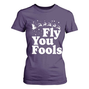 Funny Christmas T Shirt For Women Fly You Fools Fantasy Movie Santa Sleigh Reindeer TS10 Purple Print Your Wear