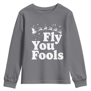 Funny Christmas Youth Sweatshirt Fly You Fools Fantasy Movie Santa Sleigh Reindeer TS10 Charcoal Print Your Wear