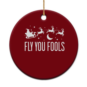 Funny Christmas Fly You Fools Ceramic Ornament Fantasy Movie Fellowship Santa Sleigh Reindeer - Print Your Wear