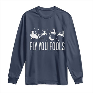 Funny Christmas Fly You Fools Long Sleeve Shirt Fantasy Movie Fellowship Santa Sleigh Reindeer TS10 Navy Print Your Wear