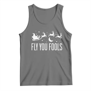 Funny Christmas Fly You Fools Tank Top Fantasy Movie Fellowship Santa Sleigh Reindeer TS10 Black Heather Print Your Wear