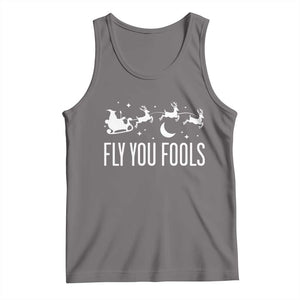 Funny Christmas Fly You Fools Tank Top Fantasy Movie Fellowship Santa Sleigh Reindeer TS10 Deep Heather Print Your Wear