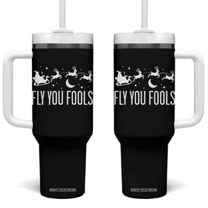 Funny Christmas Fly You Fools Tumbler With Handle Fantasy Movie Fellowship Santa Sleigh Reindeer TS10 One Size: 40 oz Black Print Your Wear