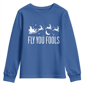 Funny Christmas Fly You Fools Youth Sweatshirt Fantasy Movie Fellowship Santa Sleigh Reindeer TS10 Royal Blue Print Your Wear