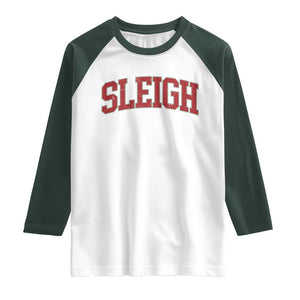 Sleigh Christmas Raglan Shirt Funny Women Retro Merry Xmas Family Holiday TS10 White Dark Forest Green Print Your Wear