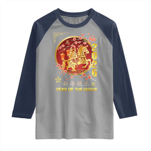 2026 Year of the Horse Lunar New Year Raglan Shirt TS10 Sport Gray Navy Print Your Wear