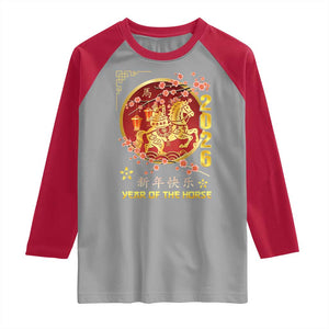 2026 Year of the Horse Lunar New Year Raglan Shirt TS10 Sport Gray Red Print Your Wear