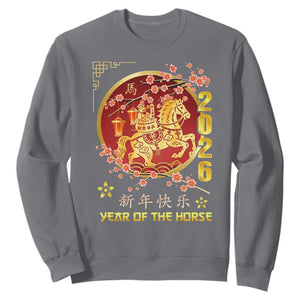 2026 Year of the Horse Lunar New Year Sweatshirt TS10 Charcoal Print Your Wear