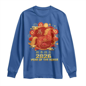 Chinese New Year 2026 Long Sleeve Shirt Year of The Horse TS10 Royal Blue Print Your Wear