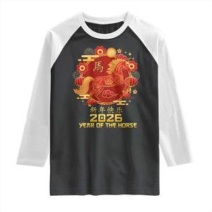 Chinese New Year 2026 Raglan Shirt Year of The Horse TS10 Black White Print Your Wear