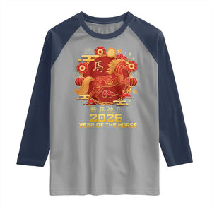 Chinese New Year 2026 Raglan Shirt Year of The Horse TS10 Sport Gray Navy Print Your Wear