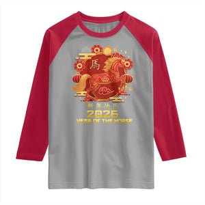 Chinese New Year 2026 Raglan Shirt Year of The Horse TS10 Sport Gray Red Print Your Wear