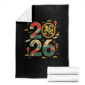 Hello 2026 Lunar New Year Throw Blanket Year of the Horse Chinese Zodiac TS10 Black Print Your Wear