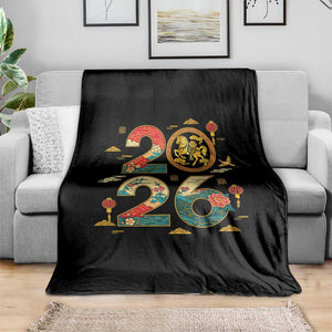 Hello 2026 Lunar New Year Throw Blanket Year of the Horse Chinese Zodiac TS10 Print Your Wear