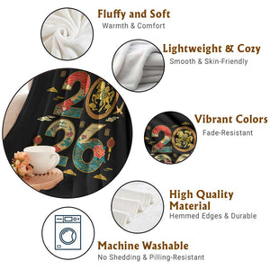 Hello 2026 Lunar New Year Throw Blanket Year of the Horse Chinese Zodiac TS10 Print Your Wear