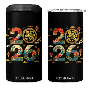 Hello 2026 Lunar New Year 4 in 1 Can Cooler Tumbler Year of the Horse Chinese Zodiac TS10 One Size: 16 oz Black Print Your Wear