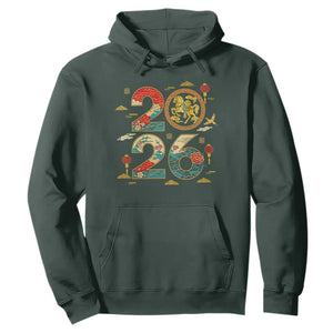 Hello 2026 Lunar New Year Hoodie Year of the Horse Chinese Zodiac TS10 Dark Forest Green Print Your Wear