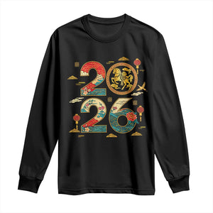 Hello 2026 Lunar New Year Long Sleeve Shirt Year of the Horse Chinese Zodiac TS10 Black Print Your Wear