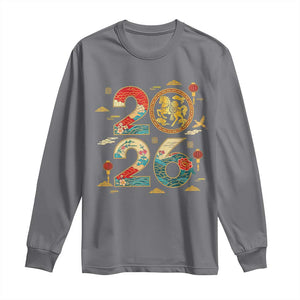 Hello 2026 Lunar New Year Long Sleeve Shirt Year of the Horse Chinese Zodiac TS10 Charcoal Print Your Wear