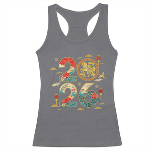 Hello 2026 Lunar New Year Racerback Tank Top Year of the Horse Chinese Zodiac TS10 Charcoal Print Your Wear