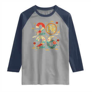 Hello 2026 Lunar New Year Raglan Shirt Year of the Horse Chinese Zodiac TS10 Sport Gray Navy Print Your Wear