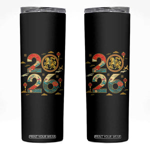 Hello 2026 Lunar New Year Skinny Tumbler Year of the Horse Chinese Zodiac TS10 Black Print Your Wear