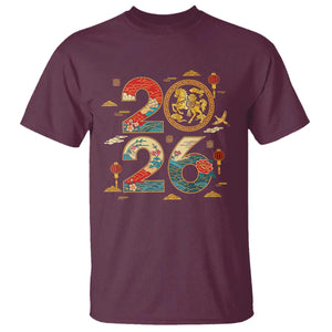 Hello 2026 Lunar New Year T Shirt Year of the Horse Chinese Zodiac TS10 Maroon Print Your Wear