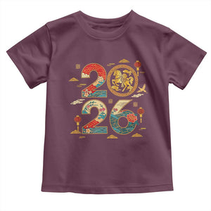 Hello 2026 Lunar New Year Toddler T Shirt Year of the Horse Chinese Zodiac TS10 Maroon Print Your Wear
