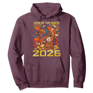 Chinese New Year 2026 Hoodie LYE Year of The Horse TS10 Maroon Print Your Wear