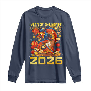 Chinese New Year 2026 Long Sleeve Shirt LYE Year of The Horse TS10 Navy Print Your Wear
