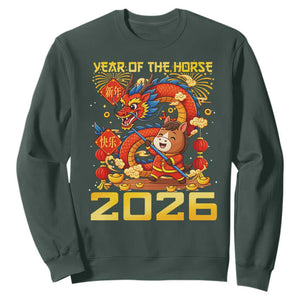 Chinese New Year 2026 Sweatshirt LYE Year of The Horse TS10 Dark Forest Green Print Your Wear