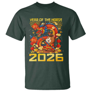 Chinese New Year 2026 T Shirt LYE Year of The Horse TS10 Dark Forest Green Print Your Wear