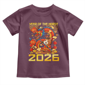 Chinese New Year 2026 Toddler T Shirt LYE Year of The Horse TS10 Maroon Print Your Wear