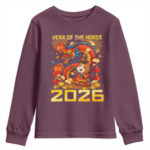 Chinese New Year 2026 Youth Sweatshirt LYE Year of The Horse TS10 Maroon Print Your Wear